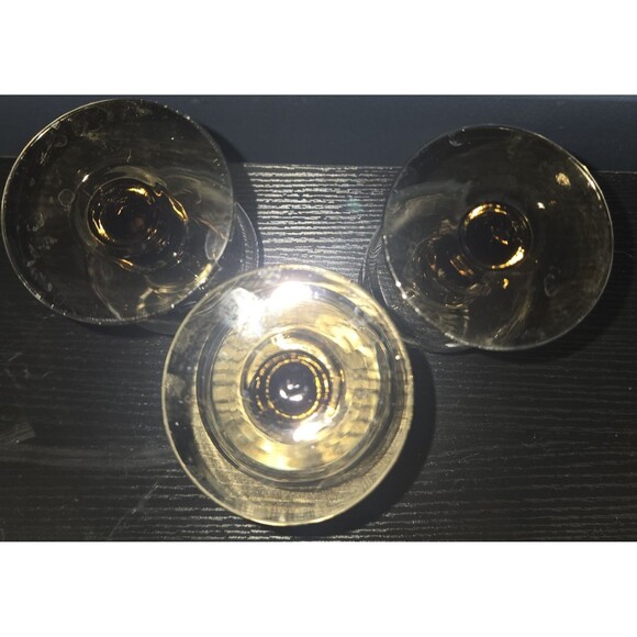 Vintage Libbey Tulip Glasses Goblets Clear Brown Stem Retro Set Of 3 - Picture 6 of 8